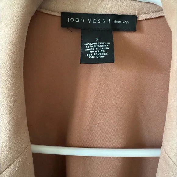 Joan Vass Faux Suede Mauve Jacket, S, Open Front w/ Pockets, NWOT - Picture 5 of 5